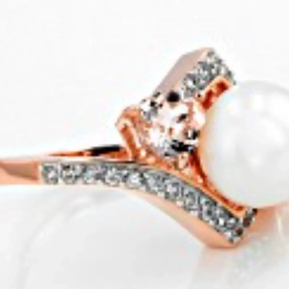 Freshwater Pearl Rose Gold Silver Ring